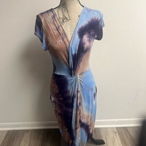 Asymmetrical Twisted Waist Tie Dye Dress!